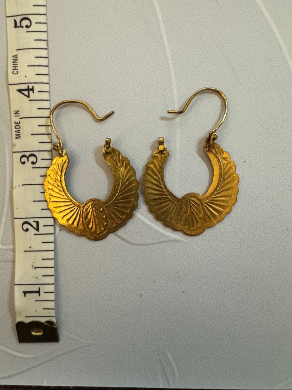 Gold-Tone Scalloped Fan Hoop Earrings - Women Jewelry